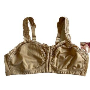 NWT 40C Comfort Choice The Gel Strap Bra Beige Wireless Front Close